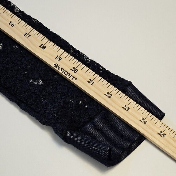 Elena Wang Top Womens L Indigo LS Lace Pullover Chambray Stretch Boho Whimsigoth - Picture 7 of 13